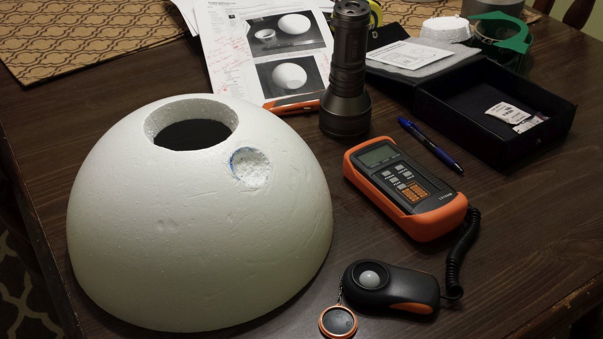 Integrating sphere 4 (the fast and cheap one) Flashlight Modding and